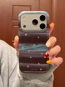 Ins Korean Style Star Pattern Phone Case Compatible With Apple 17, 18 Pro Max, 18 Pro, 16, 15 Pro, 16 PM, Full Coverage, Anti-Drop, Soft Silicone, Niche Premium Aesthetic, For Women - Brown - View 4