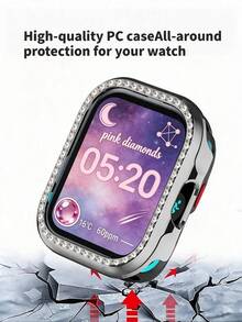 متوافق مع Redmi Watch6Lite بطانية حماية من البولي كربونات مرصع بالماس اللامع للنساء والرجال بطانية حماية كريستالي براق مرصع بالراينستون للساعة الذكية - Redmi Watch 6 Lite - مشاهدة 2