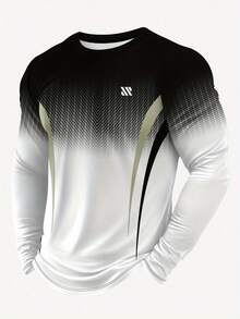 3pcs Men's Casual Sports 3D Print Long Sleeve Tops - Black & White ...