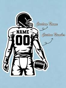 Custom Football Name Number Player Sport Stickers Die-Cut Waterproof Decal For Kindle Laptops Tumblers Scrapbooks Water Bottbles Phone Cases - Multicolor - View 1
