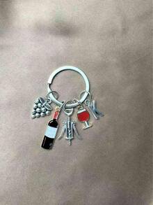 1 buah Gantungan Kunci Modis 26 Huruf untuk Pria dan Wanita, Gantungan Kunci Pembuka Botol Anggur Merah dengan Liontin Anggur - Hadiah Kreatif untuk Pecinta Anggur - Antique Silver - View 21