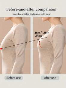 2pcs/Pack Women's Solid Color Lift-Up Breast Pads, Invisible Seamless Ultra-Thin Style, Suitable For Wedding Photography And Other Occasions - Beige - View 5