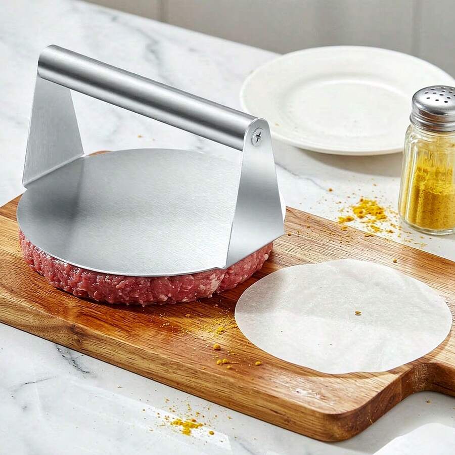 Stainless Steel Hamburger Press Mold, Non-Stick Burger Patty Maker Suitable For Grilling And Grill, Fit For Pressing Beef Patty, Dough, Cheese, And Veggie Burgers, Heat Insulation And High-Temperature Resistant - Monochrome - View 1