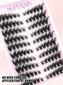 120pcs Self-Adhesive False Eyelashes D Curl Fluffy Soft Lightweight Single Cluster DIY Eyelash Growth Product Natural Look Self-Adhesive Eyelashes - C - View 4