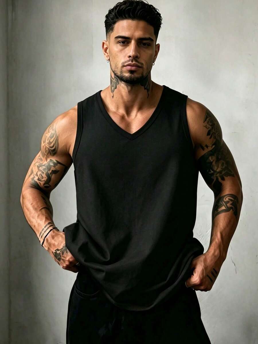 ZYNTH BALENO Men's Summer Casual V-Neck Sleeveless Vest, Suitable For Gym, Sports, Cycling, Running