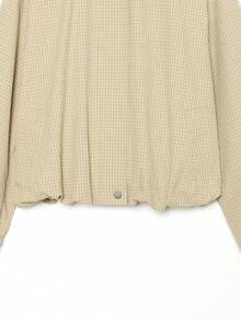 Women's Casual Plaid Colorblock Collar Jacket, Autumn New Style, Comfortable Polyester Fiber Fashion Outerwear - Champagne - View 8