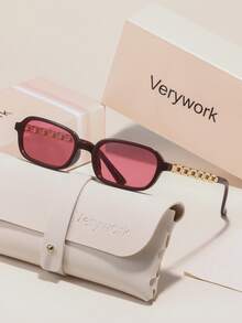 Verywork1 Women's Rectangular Fashion Brand Design Sunglasses, Comes With Storage Case And Cleaning Cloth, Suitable For Daily Commute, Beach Vacation, Street Photography, Travel, Outdoor Activities And More. - Multicolor - View 12