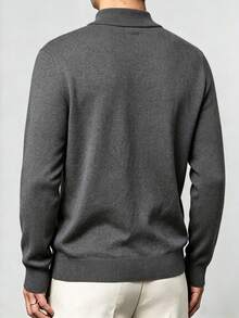 Men's Plus Size Autumn/Winter Commuter Versatile Business Solid Color Mock Neck Sweater - Dark Grey - View 2
