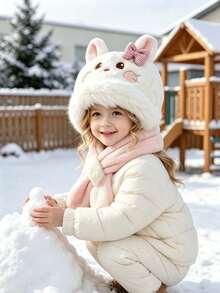 Winter New Children's One-Piece Hat, Suitable For Boys And Girls, Super Cute And Charming Scarf Hat, Thick And Warm, Ear Protection Hat - Multicolor - View 4