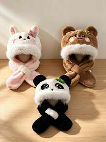Winter New Children's One-Piece Hat, Suitable For Boys And Girls, Super Cute And Charming Scarf Hat, Thick And Warm, Ear Protection Hat - Multicolor - View 8