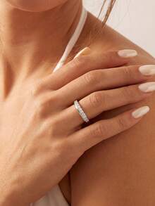 1pc Moissanite Ring, Elegant Semi-Eternal Star Orbit Band, Suitable For Women's Party And Daily Wear - Half-circle Moissanite Ring - View 7