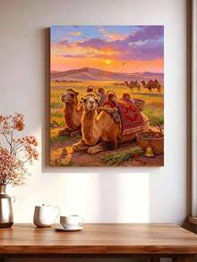 1pc Digital Oil Painting Set, Desert Camel, DIY Digital Oil Painting Art Craft, Suitable For Adults, Wall Decor Art, Canvas Painting, Holiday And Party Gift - Sets - View 3