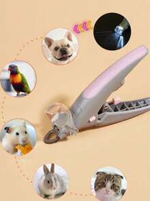 1pc 5X Magnifying Pet Nail Clipper With LED Light, Pink And Yellow, Suitable For Small Pets - B - View 8