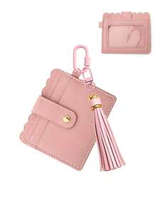 PU Card Holder Keychain With Tassel,Multi Slots Id Credit Card Wallet Bag Charm,Portable Id Card Coin Purse,Bank Card Holder,Fashion Accessories - Multicolor - View 7