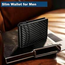 KAIDUCH Cash Compartment Pop-Up Card Wallet, Ultra-Thin Minimalist Men's RFID Card Holder, For Quick Cash And ID Access, Men's Portable Front Pocket Wallet Quick Pop-Up Compact Wallet 2026 Men's/Boyfriend/Husband Accessory Gift - Black - View 4