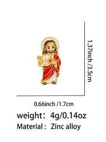 Catholic Religious Enamel Lapel Pins, Holy Mary And Sacred Heart Jesus Cartoon Brooch Set, Spiritual Decor Accessories, Faith Gift For Christians - Brooch - View 4