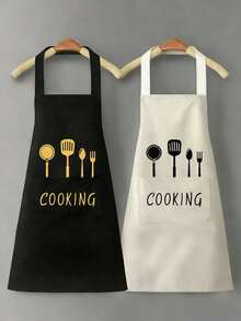 1/2 Durable Chef Apron - Waterproof, Oil-Proof, With Pockets - Unisex Kitchen Wear, Providing Stylish Protection For Cooking Enthusiasts - Multicolor - View 2