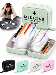 A8 Waterproof Pill Box Set, Large Capacity 7-Day Pill Organizer, Suitable For Twice Daily Use, Includes 7 Color-Coded Storage Bags, Reusable Travel Pill Box - Multicolor - View 6