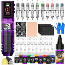 Complete Wireless Tattoo Machine Set, 1400mAh Battery, Equipped With LED Digital Display, Multiple Tattoo Needles To Meet Different Creative Needs, Paired With Black & White And Colored Tattoo Ink, Practice Skin, Ink Cups And Transfer Supplies. Suitable For Beginners And Tattoo Studios. - Purple - View 1