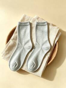 1/3/5/10 Pairs Men's Solid Color Minimalist Mid-Calf Socks, Comfortable Breathable Casual Versatile Interesting Christmas Gift Socks - Multicolor - View 6