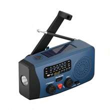 Radio generador de manivela, radio de emergencia con energía solar, linterna, radio multibanda FM - Ver 10