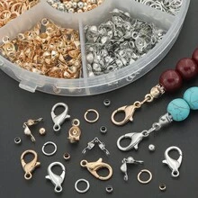 300pcs DIY Jewelry Clasps Connectors Set, 6-Compartment Box, Suitable For Braided Jewelry Making, Bracelets, Necklaces, Anklets, Open Jump Rings, Beaded Connectors, Bag Charms, Jewelry Accessories, Handmade Craft Materials - Accessory Set - View 7