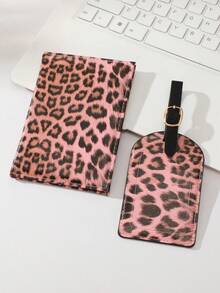 1 Set Leopard Print Wallet, Passport Holder, Luggage Tag Set, Leopard Print Passport Set, Suitable For Travel, Wallet Storage, Business Trip Use - Leopard Print - View 8