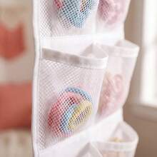 1pc Girls Bow Headband Storage Organizer, Hair Clip & Hair Accessory Storage, With 9 Mesh Pockets, Wall Hanging Decor For Girls Room - White - View 4