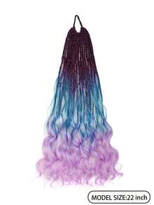 Women's Long Gradient Braided Wig, Multi-Colored Gradient Long Wavy Braided Curls, Suitable For Parties, Festivals, Cosplay, And Everyday Styling. - Multicolor - View 4