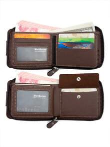 Business Men's Snap Closure Wallet, Gift Box Packaging, Large Capacity Multi-Card Slot Design, Suitable As Birthday Gift, Christmas Gift, Holiday Gift - Multicolor - View 5