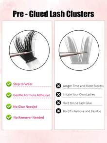 120pcs Self-Adhesive False Eyelashes D Curl Fluffy Soft Lightweight Single Cluster DIY Eyelash Growth Product Natural Look Self-Adhesive Eyelashes - C - View 7