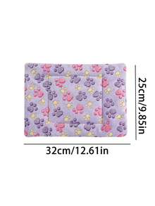1pc Soft Coral Fleece Paw Print Pet Bed Mat, Cozy Warm Pet Sleeping Cushion For Puppy Kitten, Multiple Colors Available - Rectangle - View 2