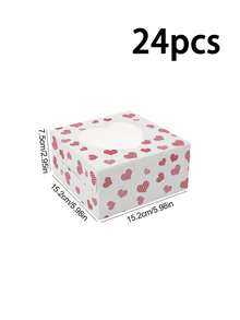 8pcs/12pcs/24pcs Valentine Style Hollow Heart Viewable Packaging Boxes Creative Printed Paper Cases For Candy Treats & Gift Storage - View 15