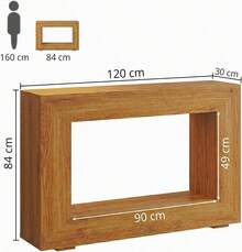 **Mesa Recibidor de Entrada 120 cm, Consola de Madera Natural con Diseño Abierto, Credenza Recibidor para Sala, Pasillo, Buffet y Detrás del Sofá, Mueble Organizador de Estilo Rústico con Patas Antideslizantes** - Caqui - Ver 2