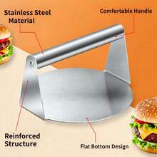 Stainless Steel Hamburger Press Mold, Non-Stick Burger Patty Maker Suitable For Grilling And Grill, Fit For Pressing Beef Patty, Dough, Cheese, And Veggie Burgers, Heat Insulation And High-Temperature Resistant - Monochrome - View 8
