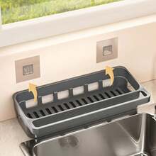 Kitchen Sink Organizer Rack Sponge Holder With Removable Drip Tray, Faucet Storage Rack, Suitable For Spray Bottles, Dish Soap, Pot Brushes - Black - View 4