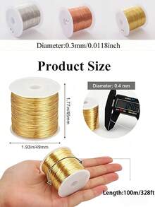 100m/Roll Gold Beaded Wire, Premium Jewelry Wire, Anti-Oxidation, Rust-Resistant, Suitable For Making Various Bracelets, Earrings, Necklaces DIY, Hair Clips, Jewelry Weaving, Shaping, Floral Metal Wire Wrapping, Handmade Crafts, Jewelry Handmade Design - Multicolor - View 2