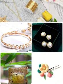 100m/Roll Gold Beaded Wire, Premium Jewelry Wire, Anti-Oxidation, Rust-Resistant, Suitable For Making Various Bracelets, Earrings, Necklaces DIY, Hair Clips, Jewelry Weaving, Shaping, Floral Metal Wire Wrapping, Handmade Crafts, Jewelry Handmade Design - Multicolor - View 4