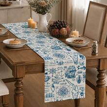 1pc,Pirate Treasure Map Tablecloth, Theme Decoration,Multiple Sizes,Machine Washable,Polyester Fiber Rectangular Tablecloth For Home Decor - Baby Blue - View 10