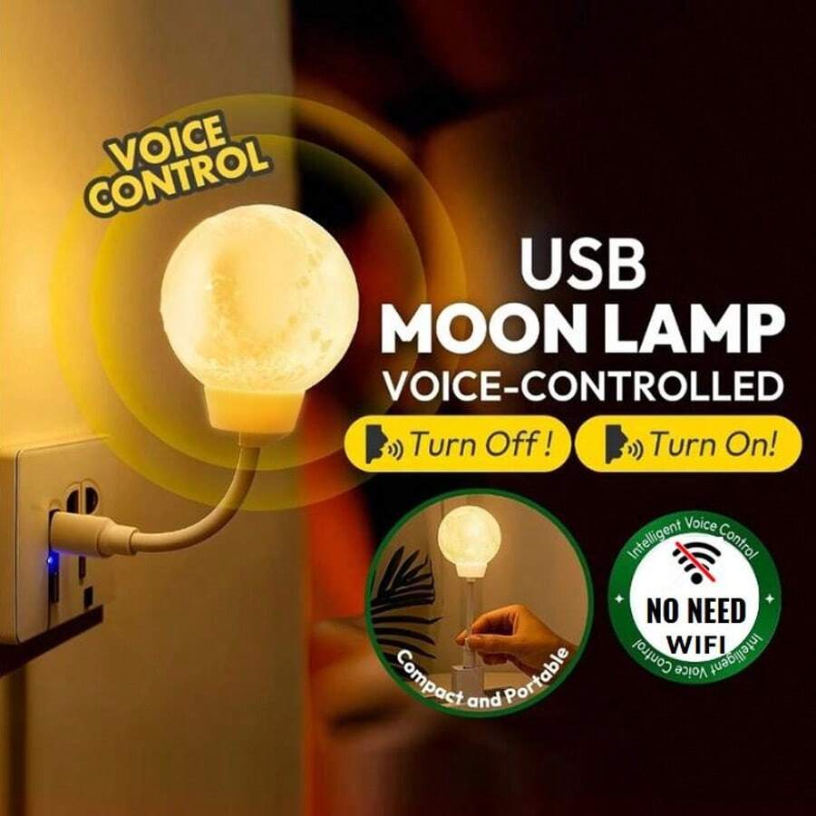 1PC LED Voice Control Night Light, Sound Activated Atmosphere Lamp, USB Powered, 3 Dimmable Levels, 3 Color Switching, Eye-Protection, 360° Rotation, Suitable For Night Wake-Up, Bedroom, Living Room, Office, Study Or Reading - Voice-controlled Night Light - View 1