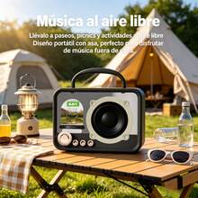 Altavoz portátil con diseño retro y sonido claro. - Negro - Ver 2