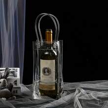 1/12pcs PVC Handheld Ice Bucket, Transparent Ice Bucket, Portable Ice Bucket With Handle, Portable Wine Cooling Bucket With Handle, Transparent PVC Wine Gift Bag, Suitable For Wedding Party, Can Hold Champagne, Beer And White Wine - Clear - View 7