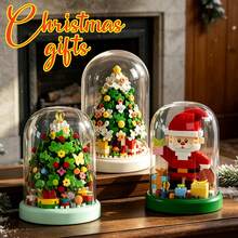 Santa Claus Building Block Toy Set With Acrylic High-Transparency Dust Cover, ABS Material. Building Block Decoration, Atmospheric Holiday Ornament. DIY Christmas Stocking Filler, Party Favor. - Multicolor - View 6