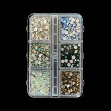 1 Box 6-Grid Mixed Color Round Rhinestone Nail Art Gems, Colorful Flat Bottom Nail Gemstone Set, DIY Nail Decoration, Suitable For Christmas DIY Nail Design And Daily Wear - Multicolor - View 10