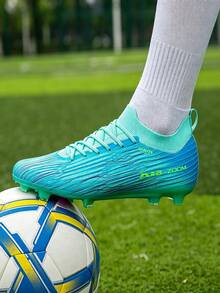 Sepatu Sepak Bola Luar Ruangan Tahan Lama, Sol Luar Berpaku Peredam Guncangan, Bagian Atas Sintetis Lembut dan Fleksibel, Stabilitas Lateral yang Baik untuk Sepak Bola - Mint Blue - View 5