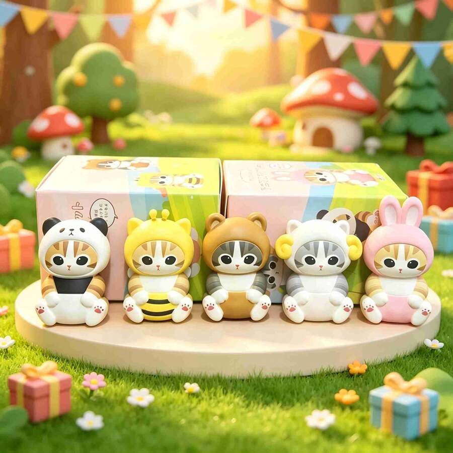 1pc Mofusand Action Figure Set Animal Headwear Doll Cute Pvc Model Blind Box Desktop Decoration Crafts Toys Birthday Gift, The Perfect Holiday Gift For Family And Friends (Random Style) - Multicolor - View 1