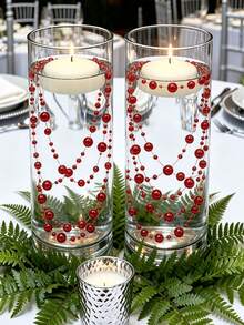 5pcs Floating Candle Vase Filler 1.4m Pearl Garland Wedding Tabletop Decor, Faux Pearl Beaded Plastic Chain Party Decoration, Home Decor Prop Gift For Birthday Graduation - Multicolor - View 4