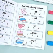 Children's English Letter Completion Practice Book, Picture-Based Missing Word Completion, Phonics Practice Workbook, Back To School Student English Spelling Enlightenment Homework Book, Early Education Educational Training Notebook - Multicolor - View 2