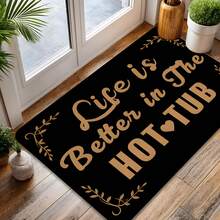 1pc Flannel Bathroom Runner, Hot Tub Door Mat For Better Living, Gold Leaf Vine Border Print, Novel Spa Quote Floor Mat, Absorbent Non-Slip Rubber Backing, Machine Washable Rectangular Area Rug, Bathroom Runner, Hot Tub Patio Rug, Hallway Runner, RV Camping Floor Mat, Housewarming Gift For Spa Lovers - Multicolor - View 8