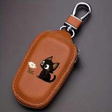 Universal Multifunctional Key Pouch With Cartoon Cat And Flower, For Men And Women, Colorfast Premium Car Smart Keychain Case Holder - Multicolor - View 8